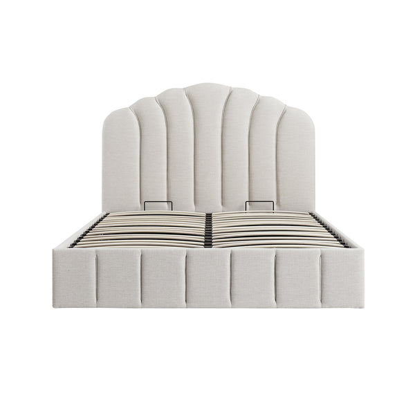 Hana Ottoman Storage Bed, Ivory Weave Fabric