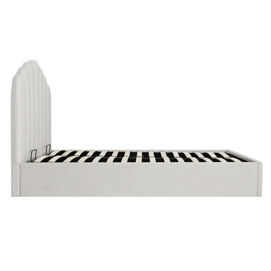 Hana Ottoman Storage Bed, Ivory Weave Fabric