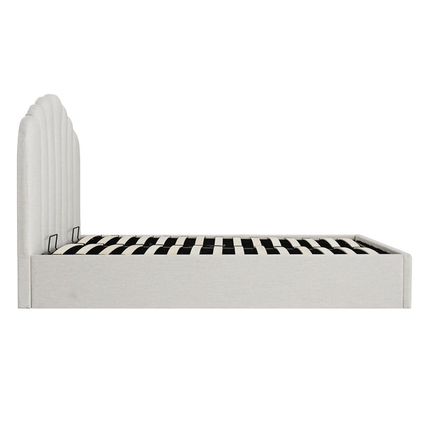 Hana Ottoman Storage Bed, Ivory Weave Fabric