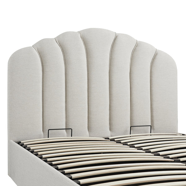 Hana Ottoman Storage Bed, Ivory Weave Fabric