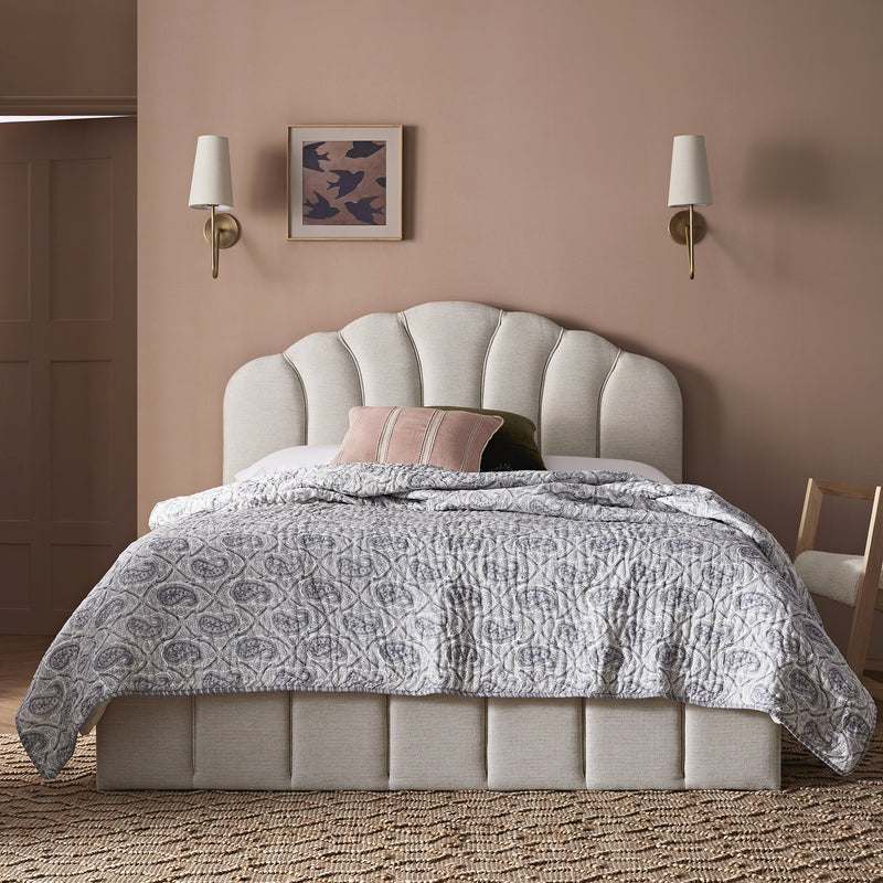 Hana Ottoman Storage Bed, Ivory Weave Fabric - daals