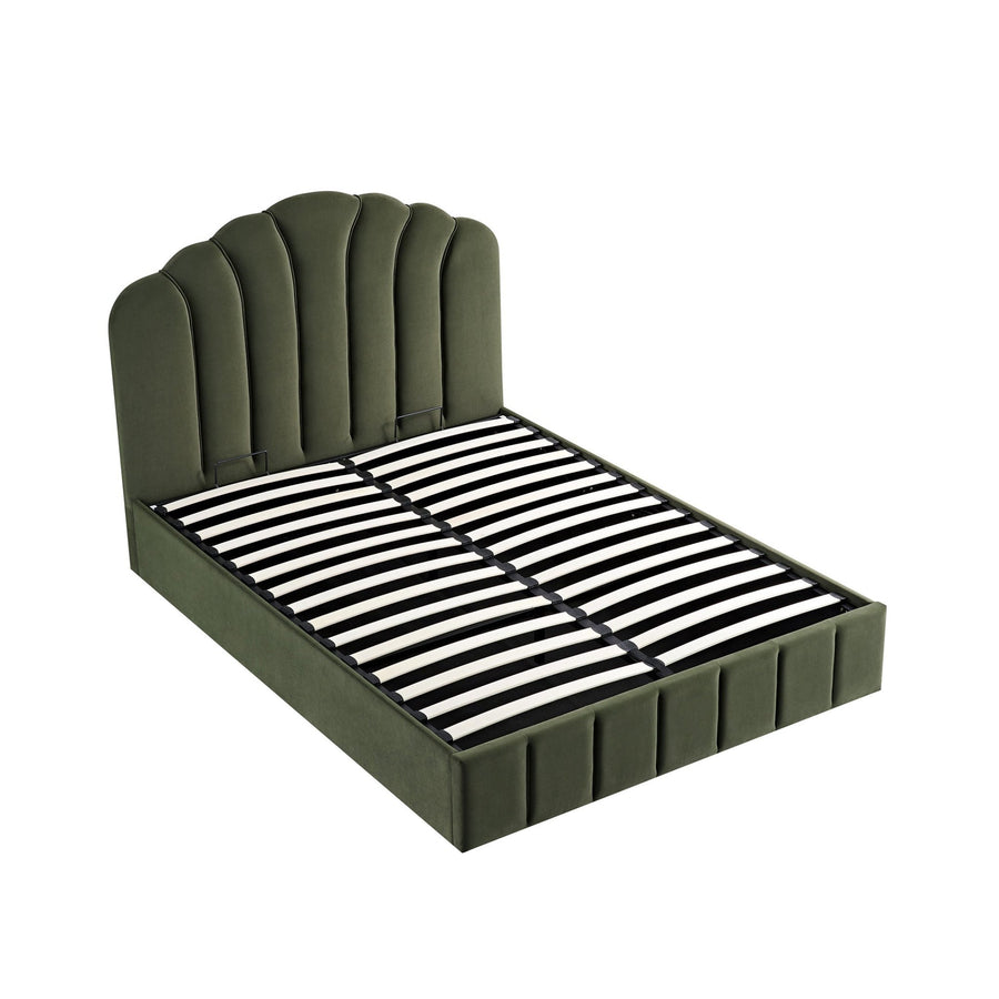 Hana Ottoman Storage Bed, Moss Green Velvet