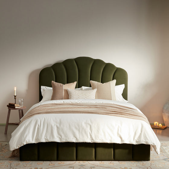 Hana Ottoman Storage Bed, Moss Green Velvet