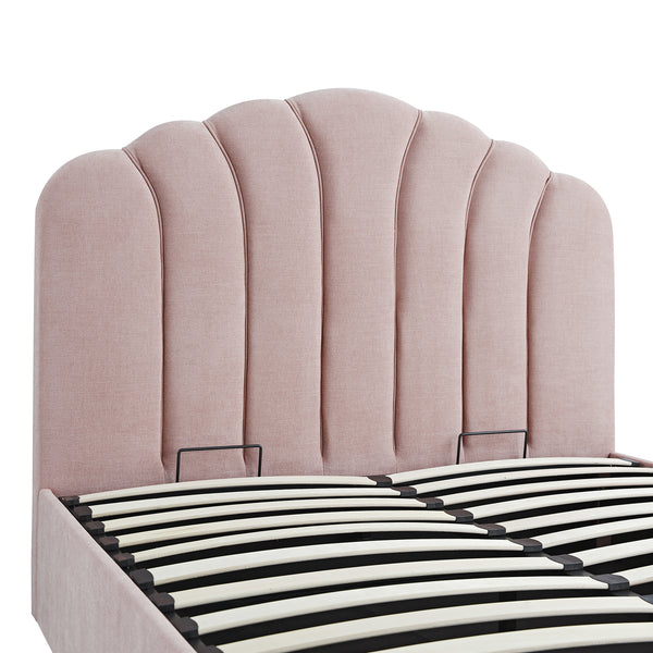 Hana Ottoman Storage Bed, Petal Pink Chenille