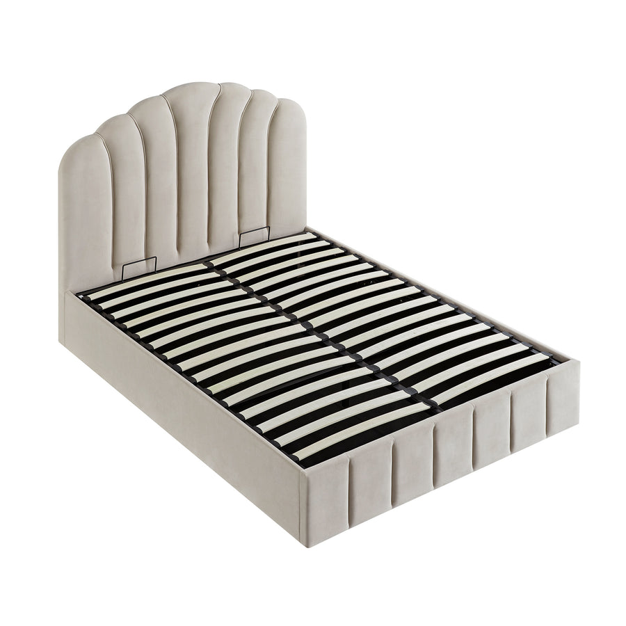 Hana Ottoman Storage Bed, Warm Stone Velvet