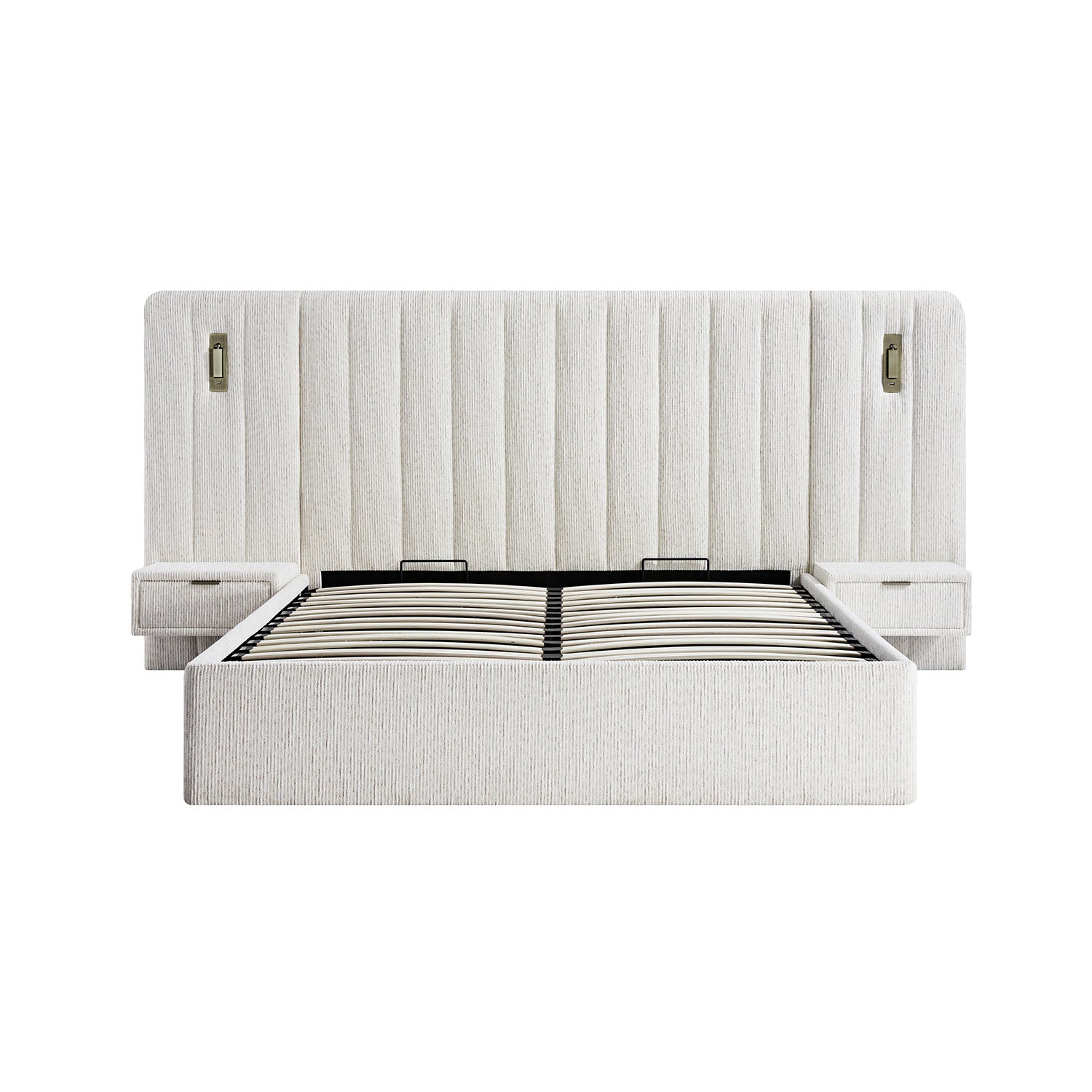 Tremezzo Oversized Ottoman Storage Bed, Beige Textured Fabric