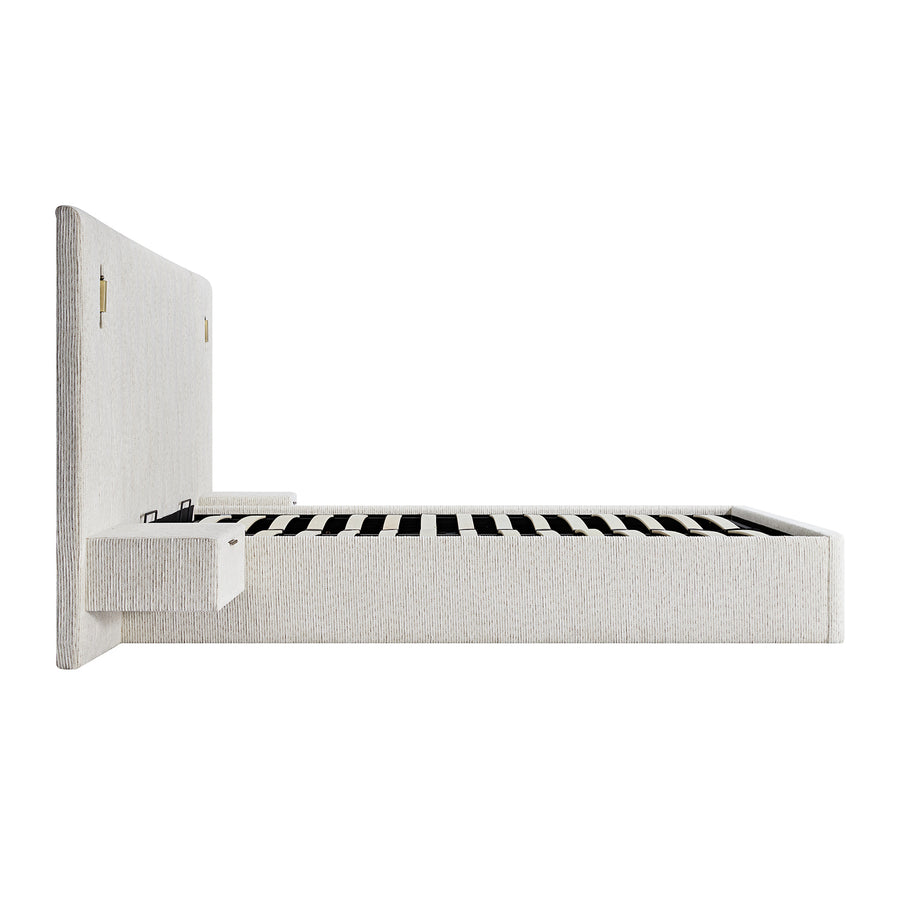 Tremezzo Oversized Ottoman Storage Bed, Beige Textured Fabric
