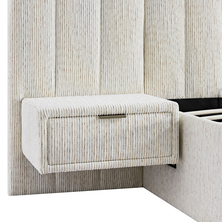 Tremezzo Oversized Ottoman Storage Bed, Beige Textured Fabric