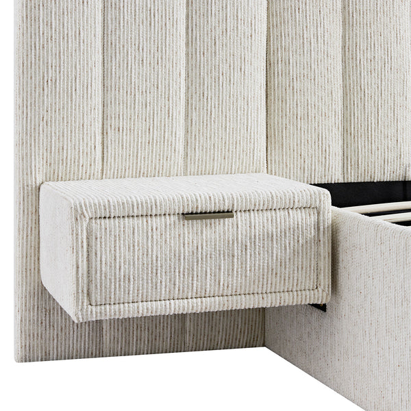 Tremezzo Oversized Ottoman Storage Bed, Beige Textured Fabric