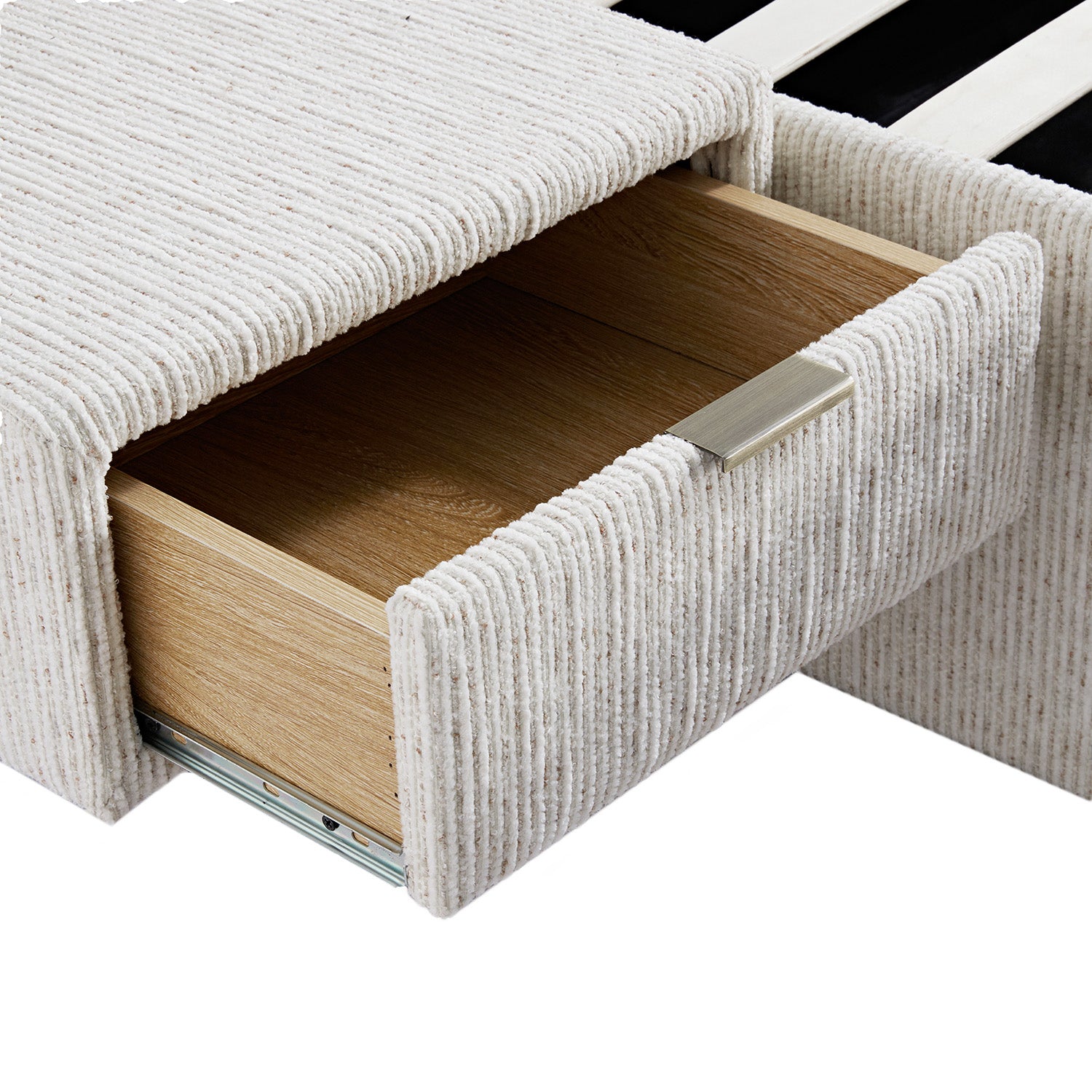 Tremezzo Oversized Ottoman Storage Bed, Beige Textured Fabric