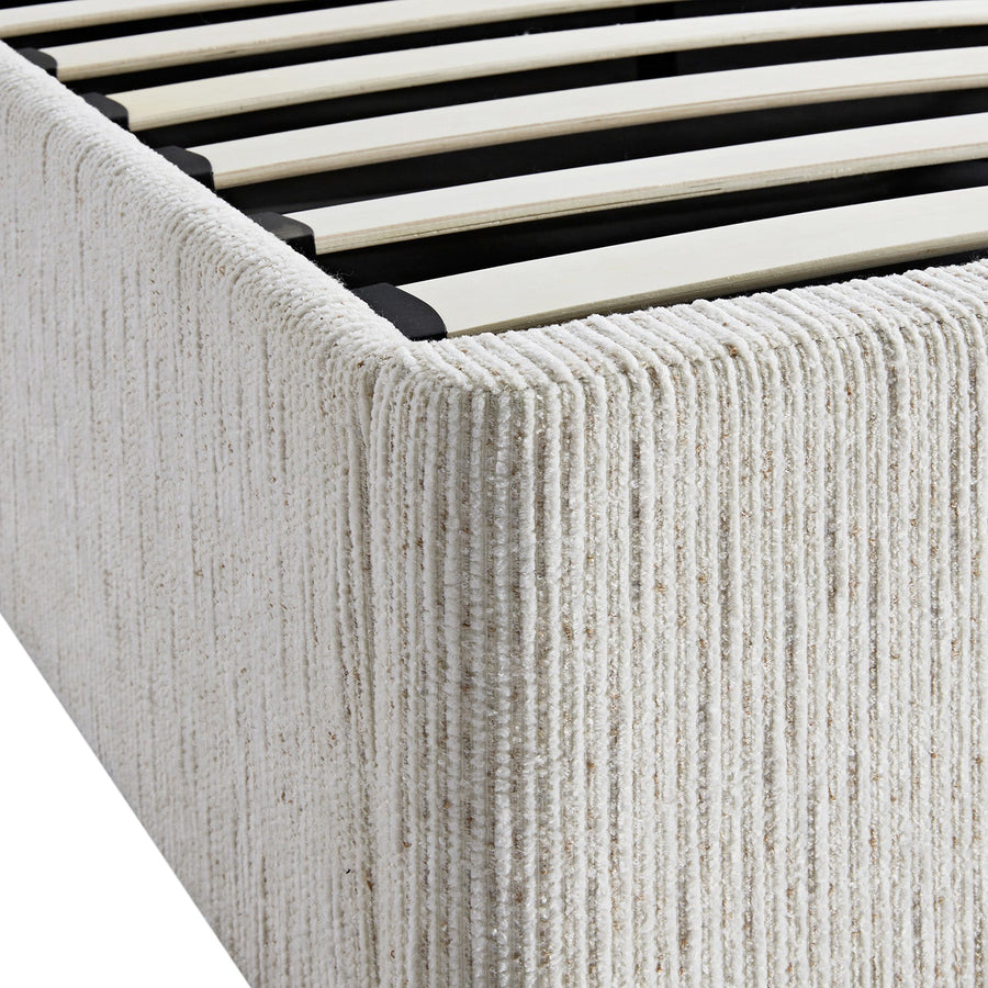 Tremezzo Oversized Ottoman Storage Bed, Beige Textured Fabric