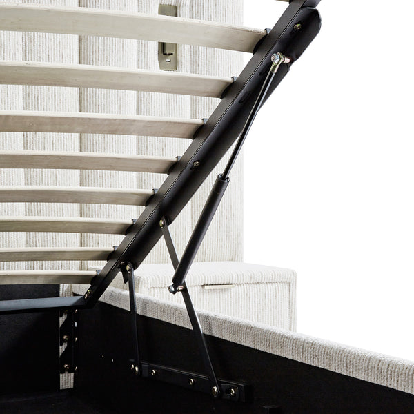 Tremezzo Oversized Ottoman Storage Bed, Beige Textured Fabric