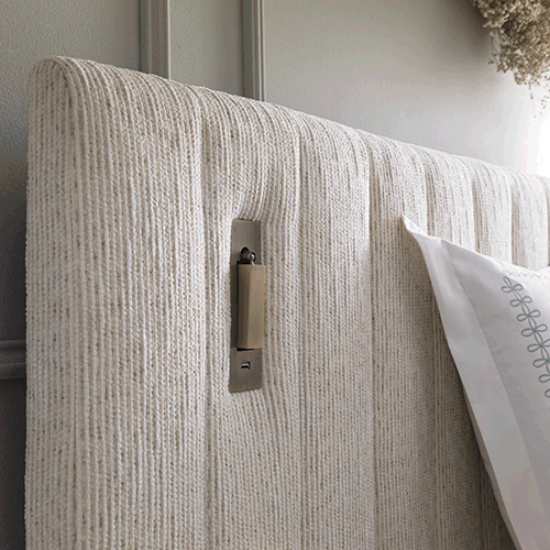 Tremezzo Oversized Ottoman Storage Bed, Beige Textured Fabric