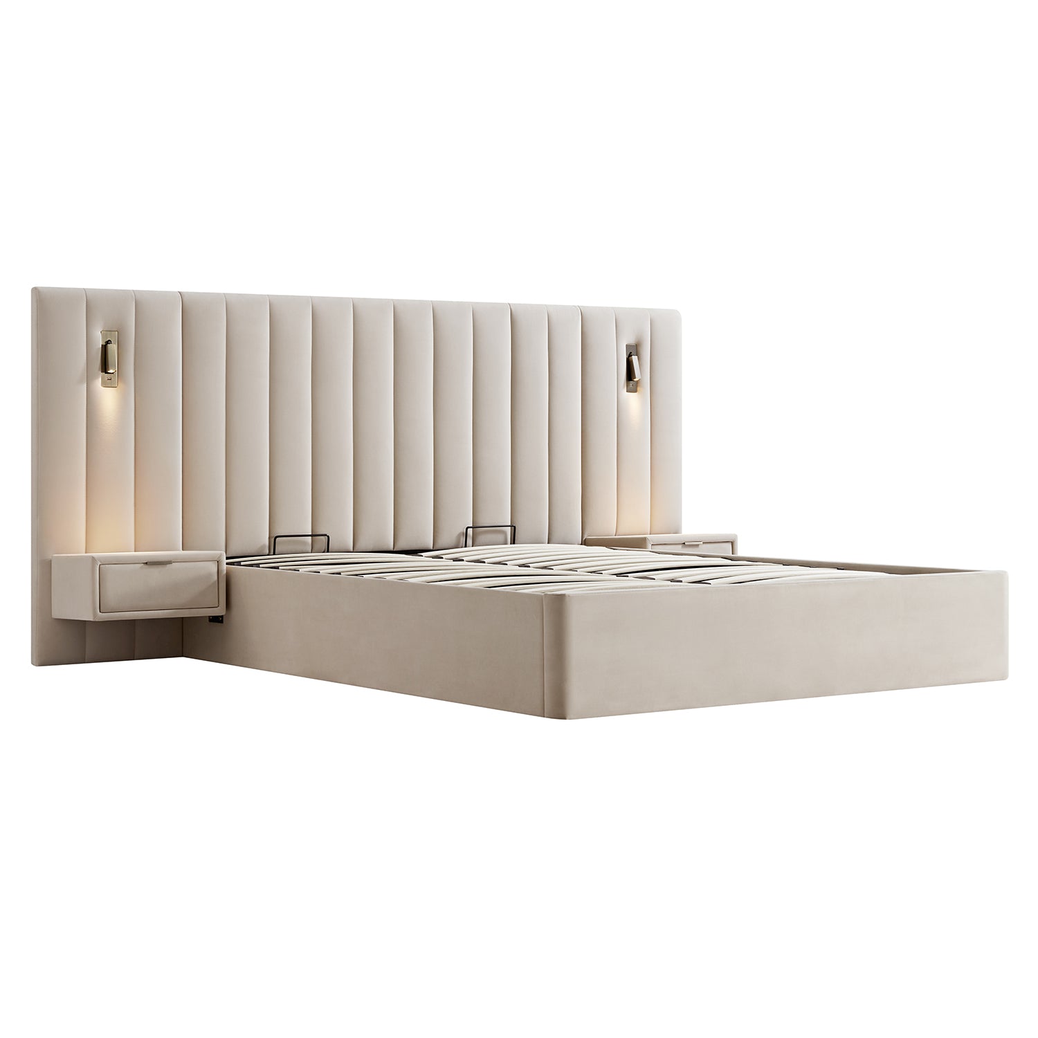 Tremezzo Oversized Ottoman Storage Bed, Champagne Velvet