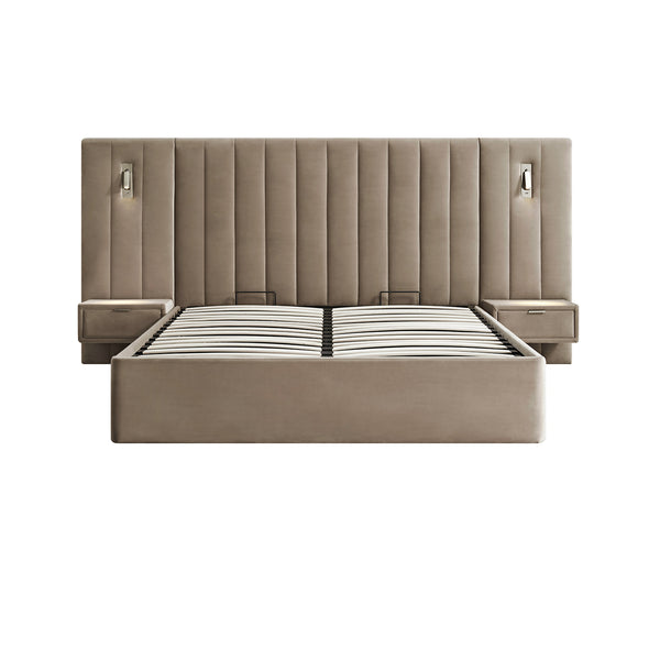 Tremezzo Oversized Ottoman Storage Bed, Taupe Velvet