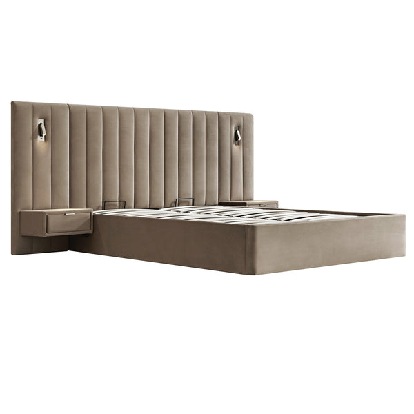 Tremezzo Oversized Ottoman Storage Bed, Taupe Velvet