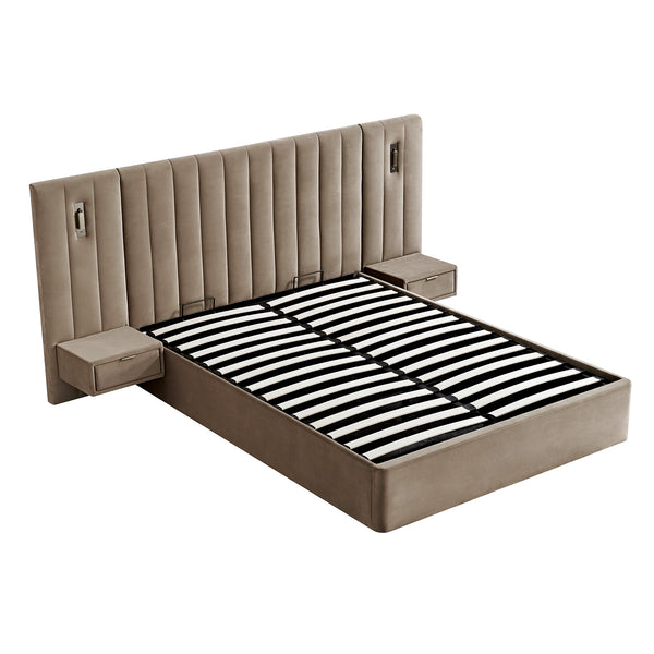 Tremezzo Oversized Ottoman Storage Bed, Taupe Velvet