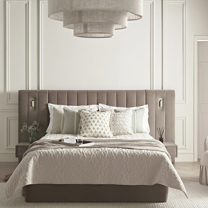 Tremezzo Oversized Ottoman Storage Bed, Taupe Velvet - daals