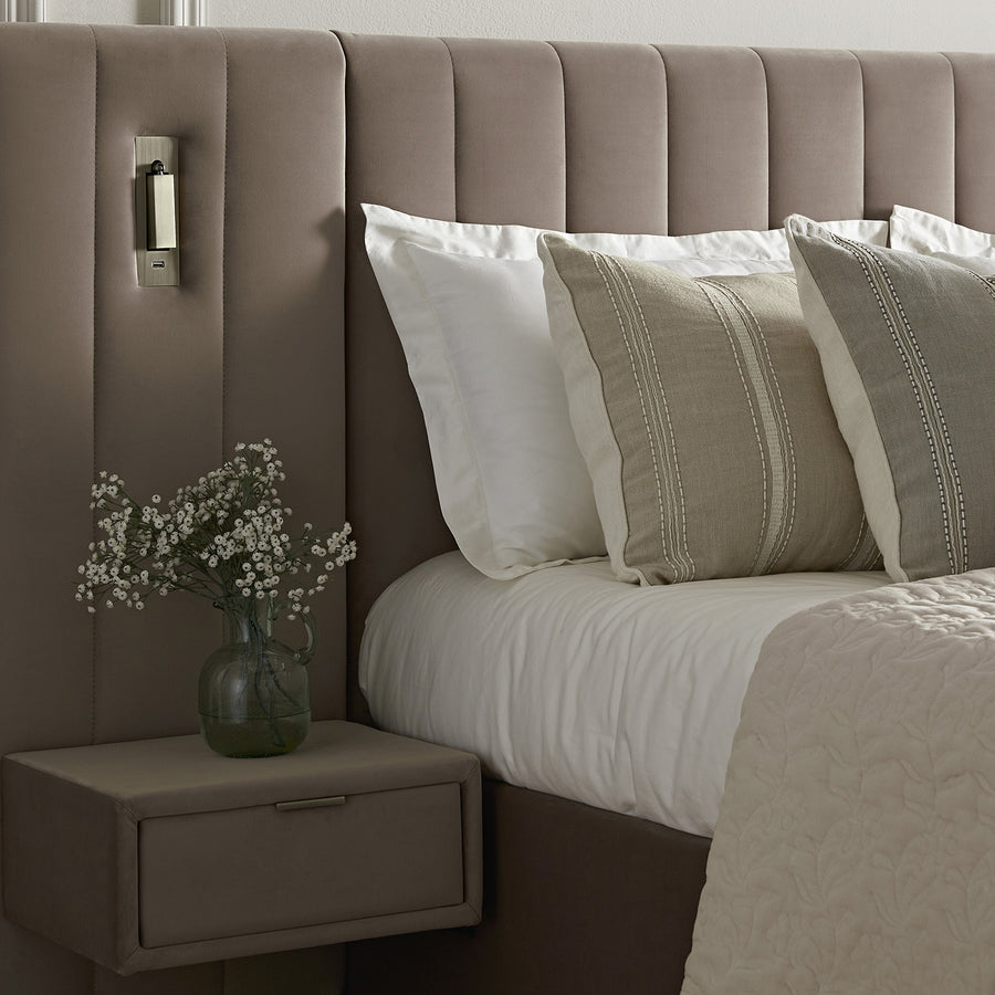 Tremezzo Oversized Ottoman Storage Bed, Taupe Velvet