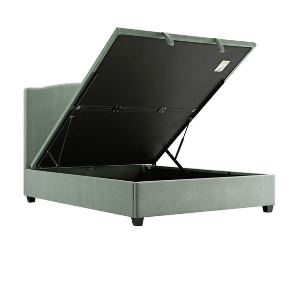 Chilworth Upholstered Ottoman Storage Bed, Water Green Chenille - daals