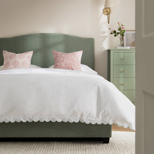 Chilworth Upholstered Ottoman Storage Bed, Water Green Chenille - daals