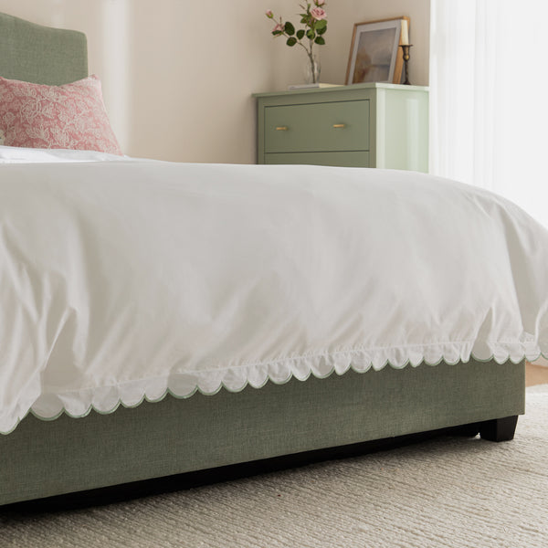 Chilworth Upholstered Ottoman Storage Bed, Water Green Chenille - daals