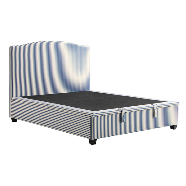 Chilworth Upholstered Ottoman Storage Bed, Blue Stripe Linen Blend