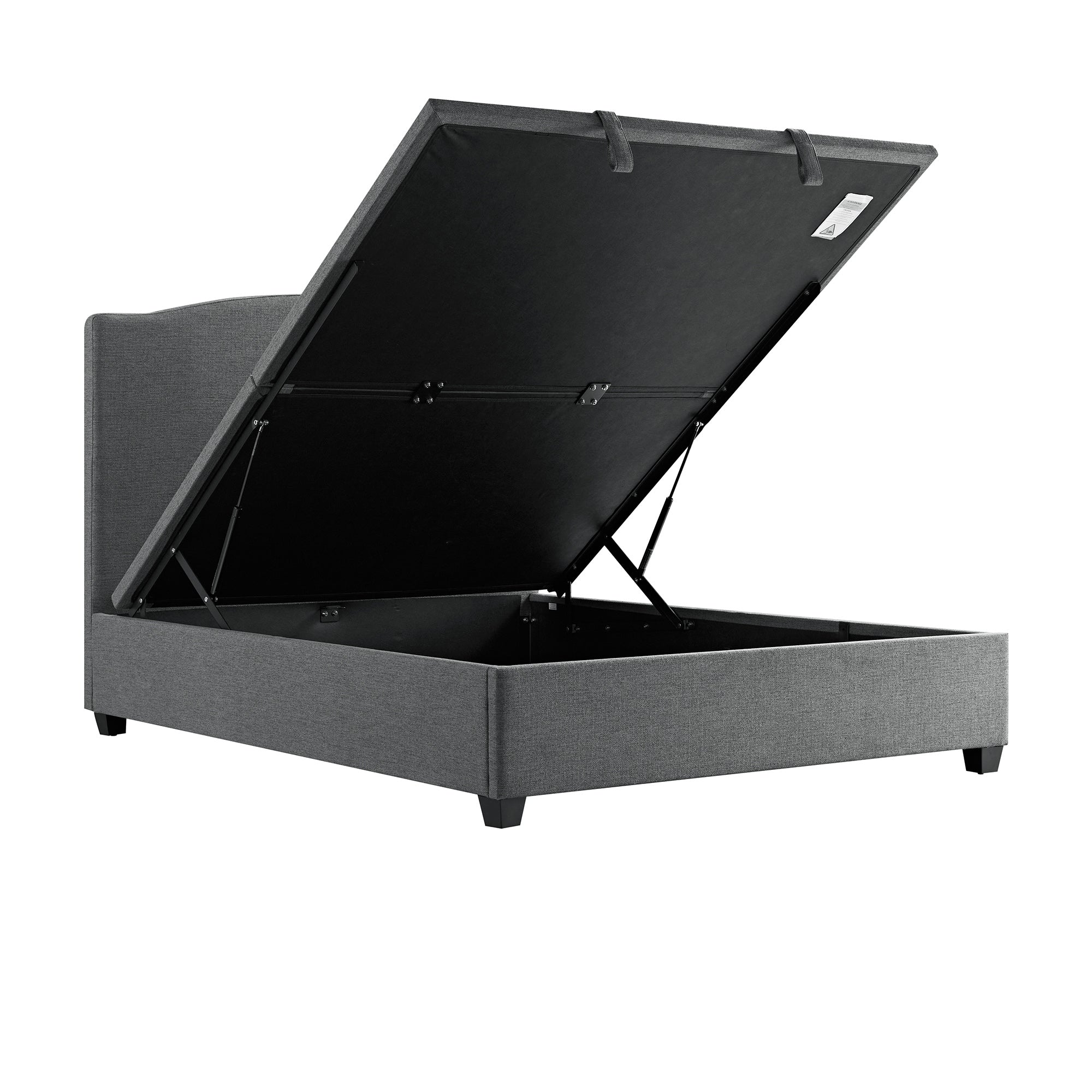 Chilworth Upholstered Ottoman Storage Bed, Dark Grey Weave Fabric