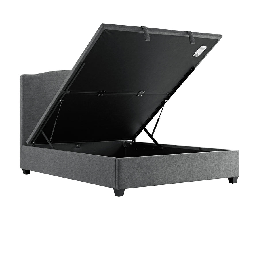 Chilworth Upholstered Ottoman Storage Bed, Dark Grey Weave Fabric
