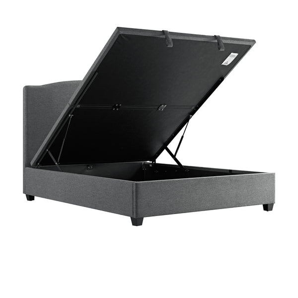 Chilworth Upholstered Ottoman Storage Bed, Dark Grey Weave Fabric