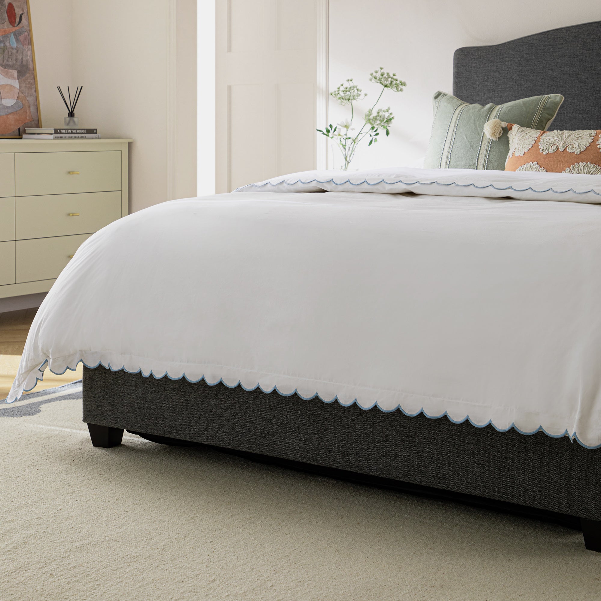 Chilworth Upholstered Ottoman Storage Bed, Dark Grey Weave Fabric