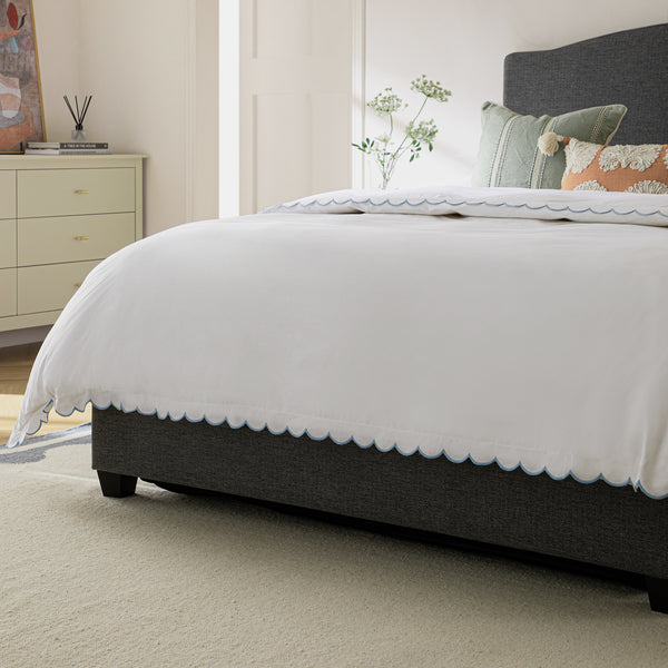 Chilworth Upholstered Ottoman Storage Bed, Dark Grey Weave Fabric