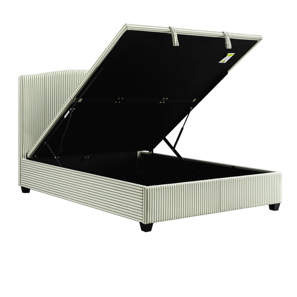 Chilworth Upholstered Ottoman Storage Bed, Green Stripe Linen Blend