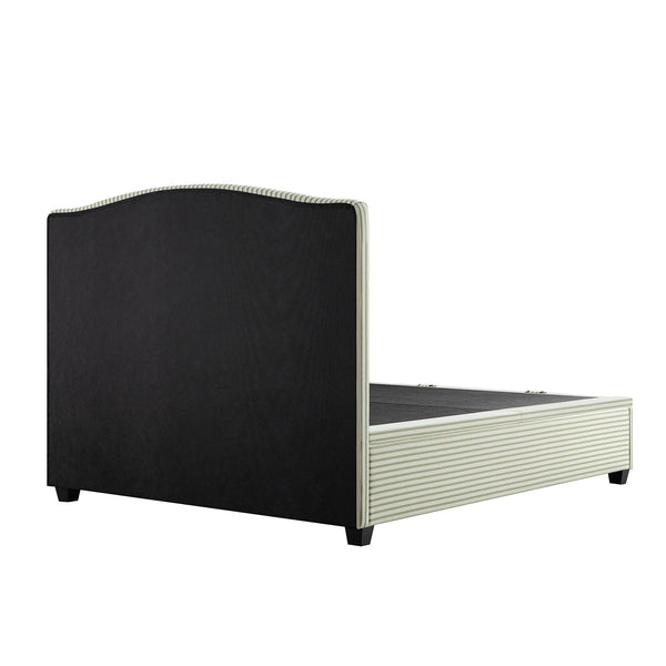 Chilworth Upholstered Ottoman Storage Bed, Green Stripe Linen Blend