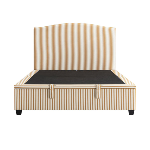 Chilworth Upholstered Ottoman Storage Bed, Ochre Stripe Linen Blend