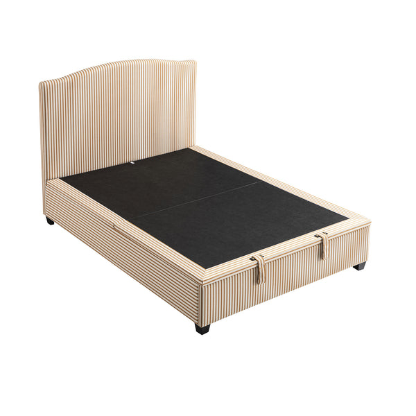 Chilworth Upholstered Ottoman Storage Bed, Ochre Stripe Linen Blend