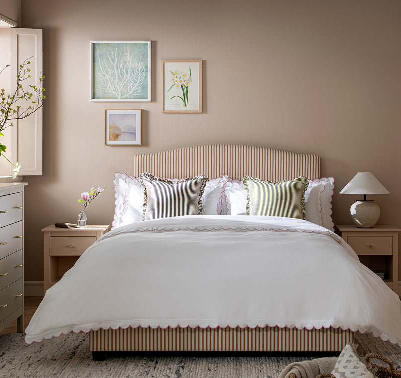 Chilworth Upholstered Ottoman Storage Bed, Ochre Stripe Linen Blend - daals