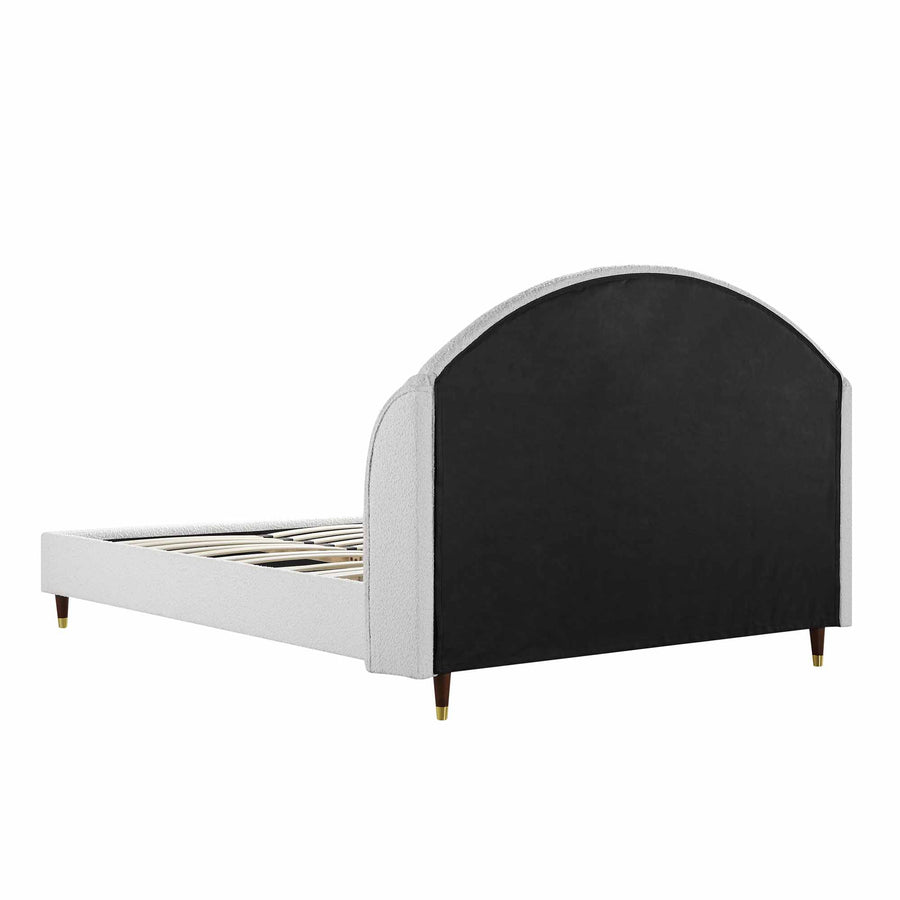 Eleanor White Boucle Upholstered Bed Frame with Domed Headboard