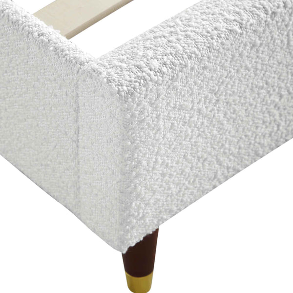 Eleanor White Boucle Upholstered Bed Frame with Domed Headboard