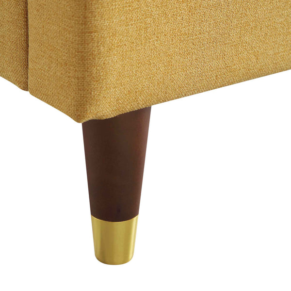 Eleanor Sunflower Yellow Fabric Upholstered Bed Frame with Domed Headboard - daals