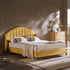 Eleanor Sunflower Yellow Fabric Upholstered Bed Frame with Domed Headboard - daals