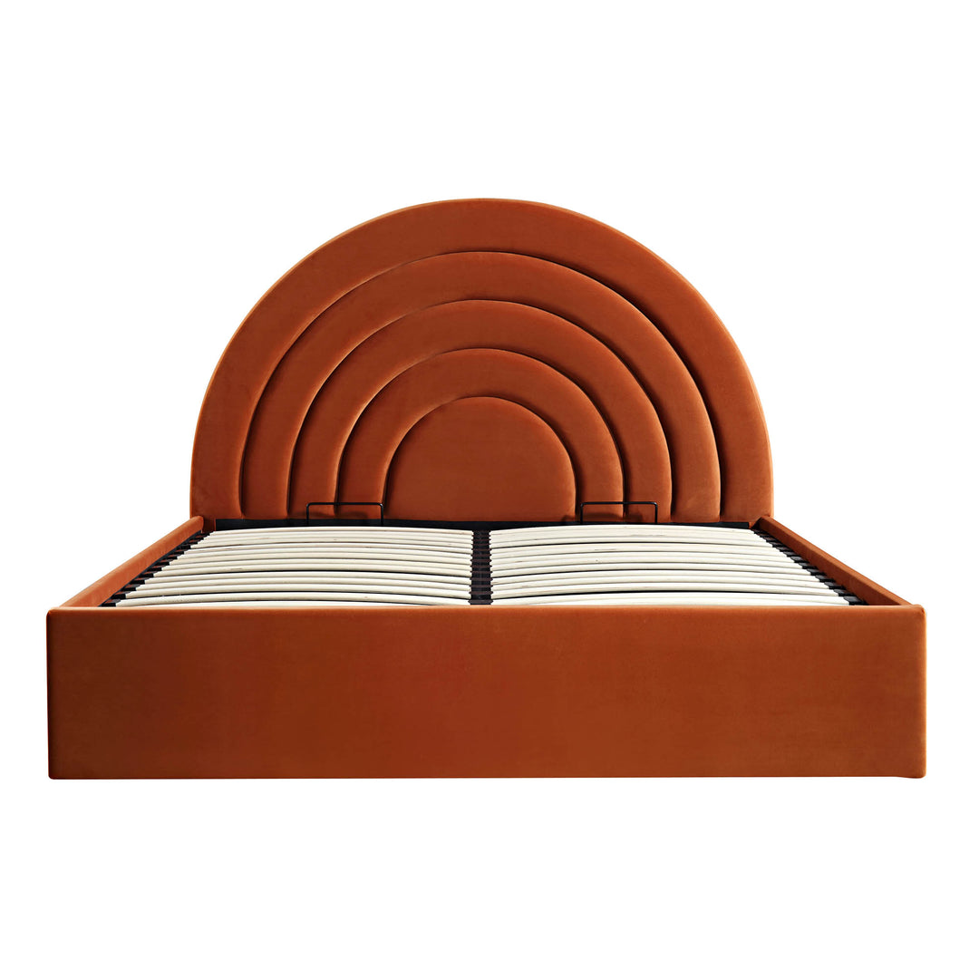 Archer Rust Velvet Ottoman Storage Bed | daals