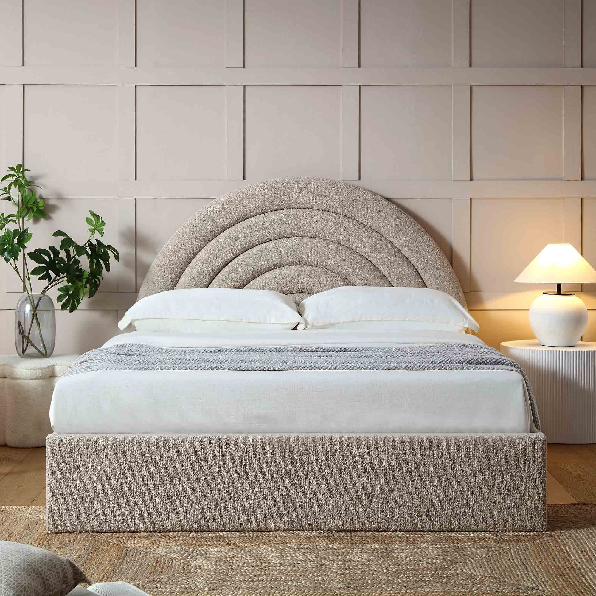 Archer Taupe Boucle Ottoman Storage Bed