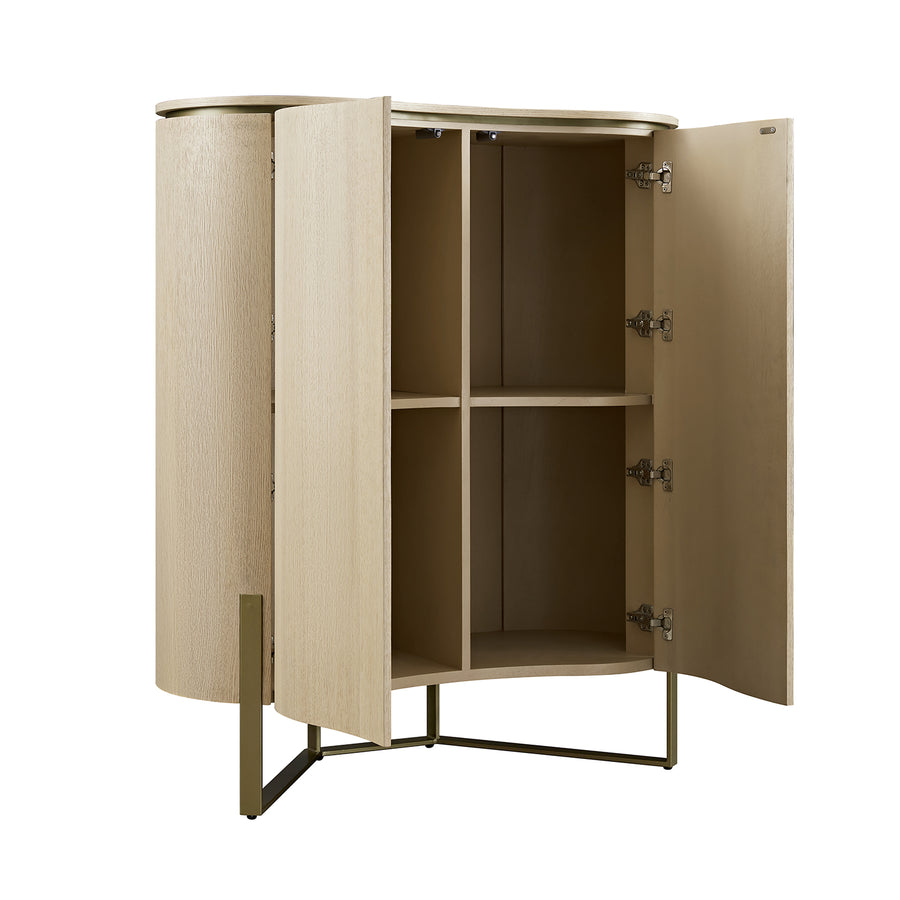 Gramercy Curved-Front Highboard, Beige Oak - daals