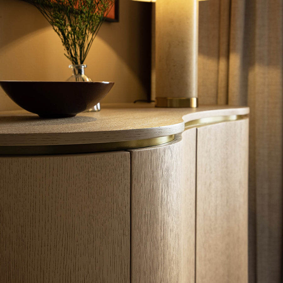 Gramercy Curved-Front Highboard, Beige Oak - daals