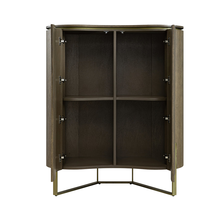 Gramercy Curved-Front Highboard, Smoked Grey Oak - daals
