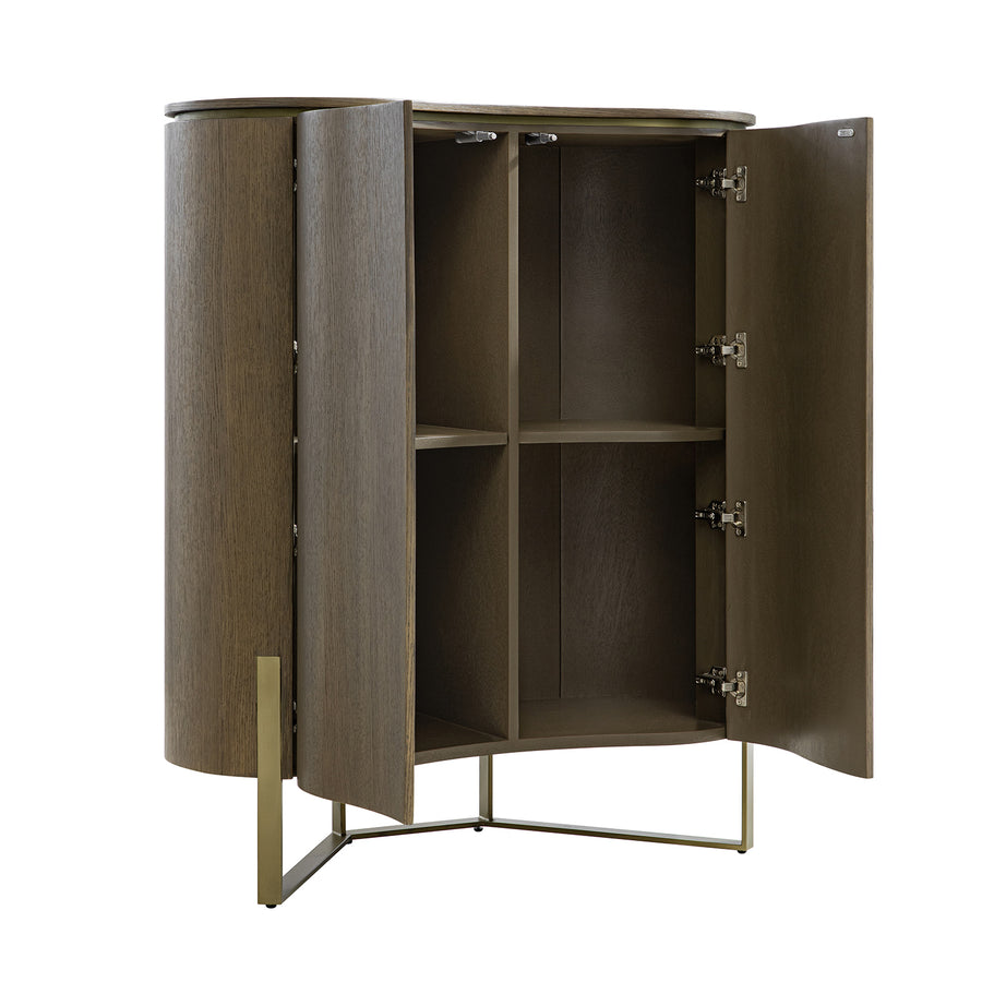 Gramercy Curved-Front Highboard, Smoked Grey Oak - daals