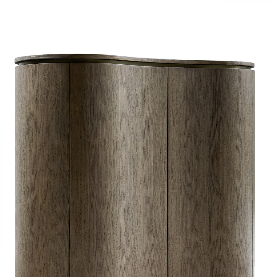 Gramercy Curved-Front Highboard, Smoked Grey Oak - daals