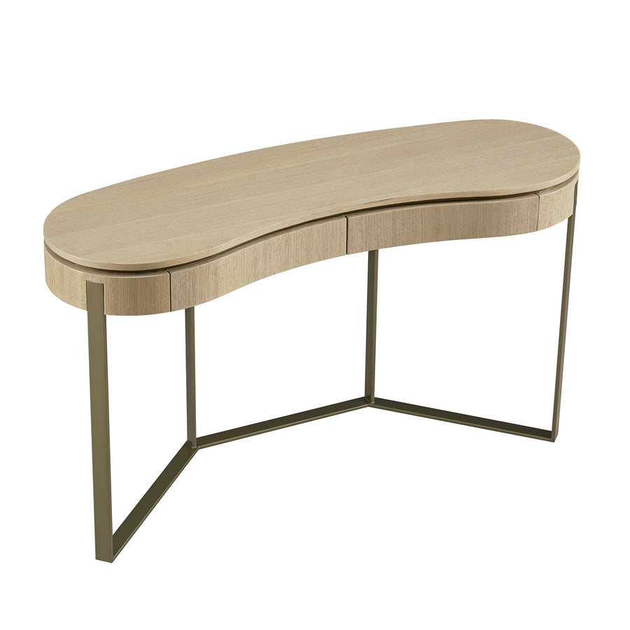 Gramercy Curved-Front 2-Drawer Console Table, Beige Oak