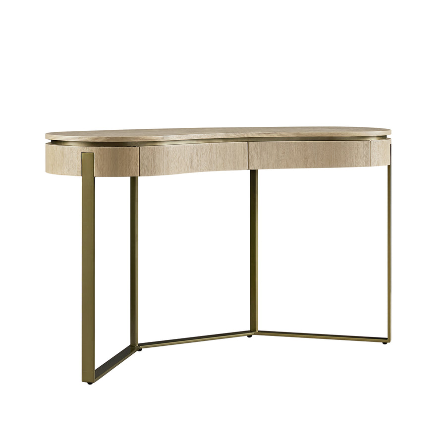 Gramercy Curved-Front 2-Drawer Console Table, Beige Oak
